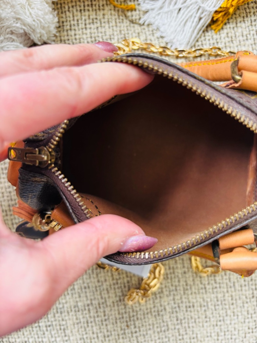 Louis Vuitton Brown Monogram Mini Alma-Style Crossbody with Gold Chain - Picture 6 of 7